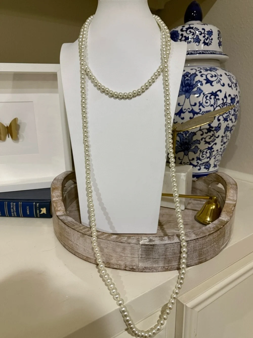 Extra Long Single Strand Faux Pearl Necklace - 60+ Inches